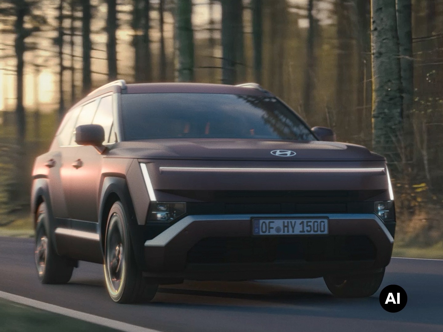 Model TUCSON jedoucí po okresní silnici.